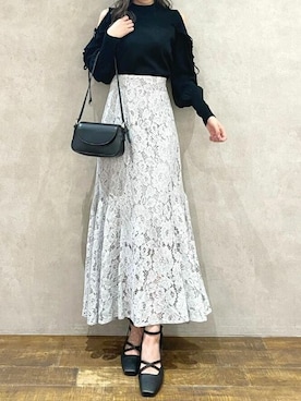 「dazzlin（ダズリン）のアイテム（ニット/セーター）」を使った、dazzlin SHOP STAFFさん（レディース・160cm）の秋コーディネート