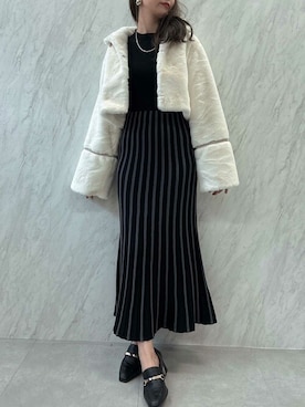 「アイテム（その他アウター、ホワイト系）」を使った、dazzlin SHOP STAFFさん（レディース・164cm）の秋コーディネート