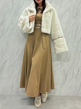 「アイテム（その他アウター、ホワイト系）」を使った、dazzlin SHOP STAFFさん（レディース・153cm）の秋コーディネート