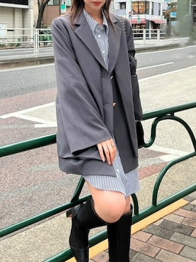 「セットアップスタイル」｜「アイテム（ワンピース/ドレス）」を使った、dazzlin SHOP STAFFさん（レディース・153cm）の冬コーディネート