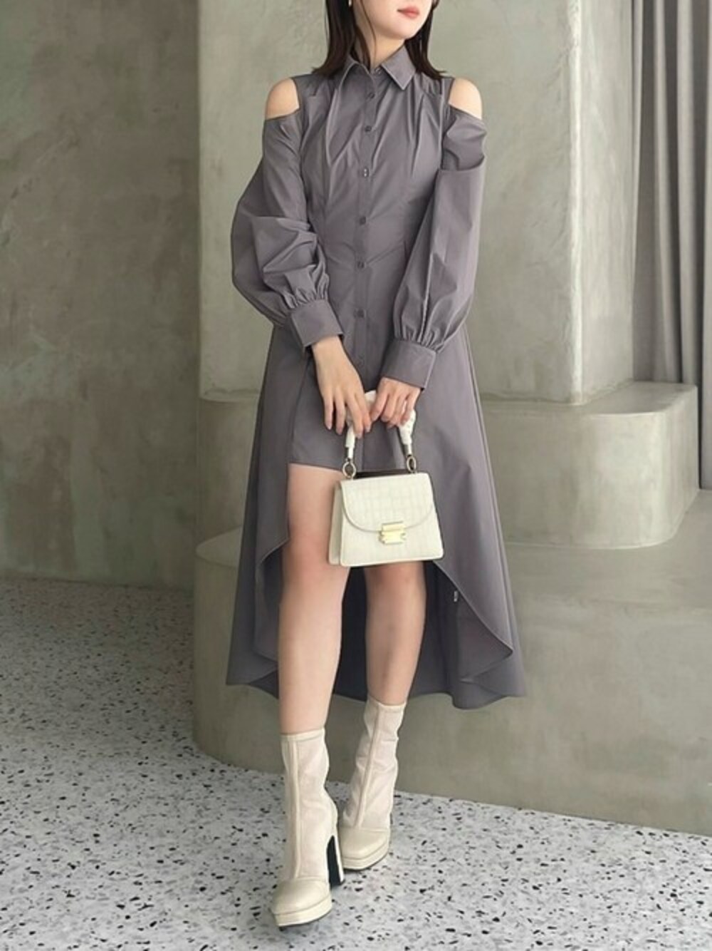 dazzlin（ダズリン）の「レイヤードヘムシャツワンピース（シャツ