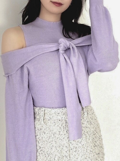 dazzlin ビックリボンオフショルニットプルオーバー dazzlin ビックリボンオフショルニットプルオーバー