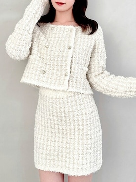 「dazzlin（ダズリン）のアイテム（ノーカラージャケット）」を使った、dazzlin SHOP STAFFさん（レディース・161cm）の秋コーディネート
