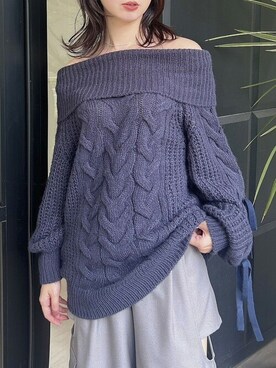 「dazzlin（ダズリン）のアイテム（ニット/セーター）」を使った、dazzlin SHOP STAFFさん（レディース・164cm）の秋コーディネート