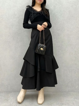 「ティアードスカート」｜dazzlin SHOP STAFFさん（レディース・155cm）の冬コーディネート