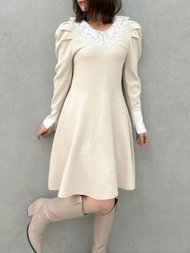 「レースカラー」｜dazzlin SHOP STAFFさん（レディース・153cm）の冬コーディネート