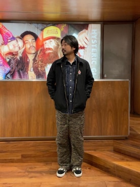 「ワイドパンツ 」｜「アイテム（ブルゾン）」を使った、matsuさん（メンズ・175cm）の秋コーディネート