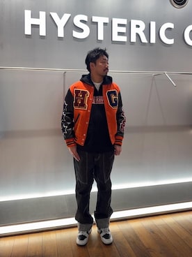 「ワイドパンツ 」｜「アイテム（スタジャン）」を使った、matsuさん（メンズ・175cm）の冬コーディネート