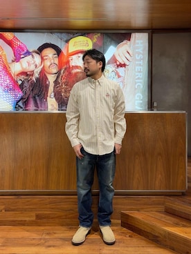 「シャツ 」｜「アイテム（ブーツ）」を使った、matsuさん（メンズ・175cm）の冬コーディネート