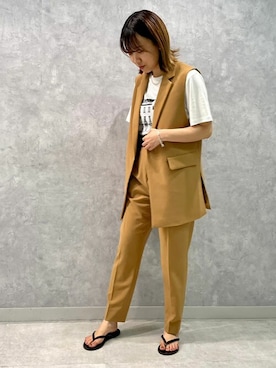 「アイテム（その他アウター、ブラウン系）」を使った、Liesse STAFFさん（レディース・155cm）の夏コーディネート