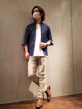 「TORNADO MART（トルネードマート）のアイテム（テーラードジャケット）」を使った、Fujiさん（メンズ・178cm）の夏コーディネート