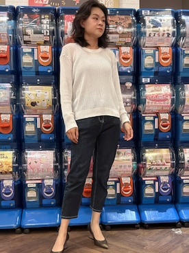 「no brand（ノーブランド）のアイテム（ニット/セーター、ホワイト系）」を使った、Yun Han Chenさん（レディース・163cm）の秋コーディネート