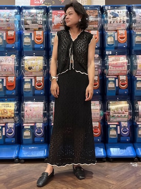 「no brand（ノーブランド）のアイテム（ワンピース、ブラック系）」を使った、Yun Han Chenさん（レディース・163cm）の夏コーディネート