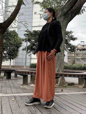 「ECCO（エコー）のアイテム」を使った、Yun Han Chenさん（レディース・162cm）の冬コーディネート
