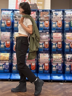 「no brand（ノーブランド）のアイテム（ニット/セーター、ホワイト系）」を使った、Yun Han Chenさん（レディース・163cm）の夏コーディネート