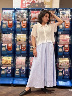 「no brand（ノーブランド）のアイテム（シャツ/ブラウス、ホワイト系）」を使った、Yun Han Chenさん（レディース・163cm）の夏コーディネート