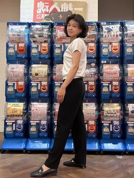 「no brand（ノーブランド）のアイテム（ニット/セーター、ホワイト系）」を使った、Yun Han Chenさん（レディース・163cm）の夏コーディネート