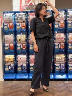 「no brand（ノーブランド）のアイテム（その他トップス、ブラック系）」を使った、Yun Han Chenさん（レディース・163cm）の夏コーディネート