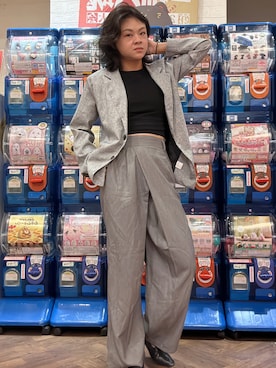 「ZARA（ザラ）のアイテム（Tシャツ/カットソー、ブラック系）」を使った、Yun Han Chenさん（レディース・163cm）の夏コーディネート