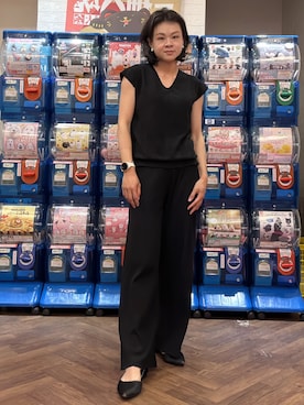 「no brand（ノーブランド）のアイテム（ニット/セーター、ブラック系）」を使った、Yun Han Chenさん（レディース・163cm）の夏コーディネート