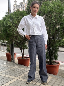 「アイテム（チノパンツ、その他）」を使った、Yun Han Chenさん（レディース・163cm）の冬コーディネート