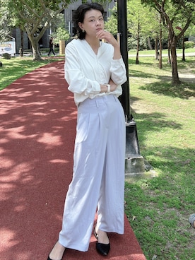 「no brand（ノーブランド）のアイテム（トップス）」を使った、Yun Han Chenさん（レディース・163cm）の春コーディネート