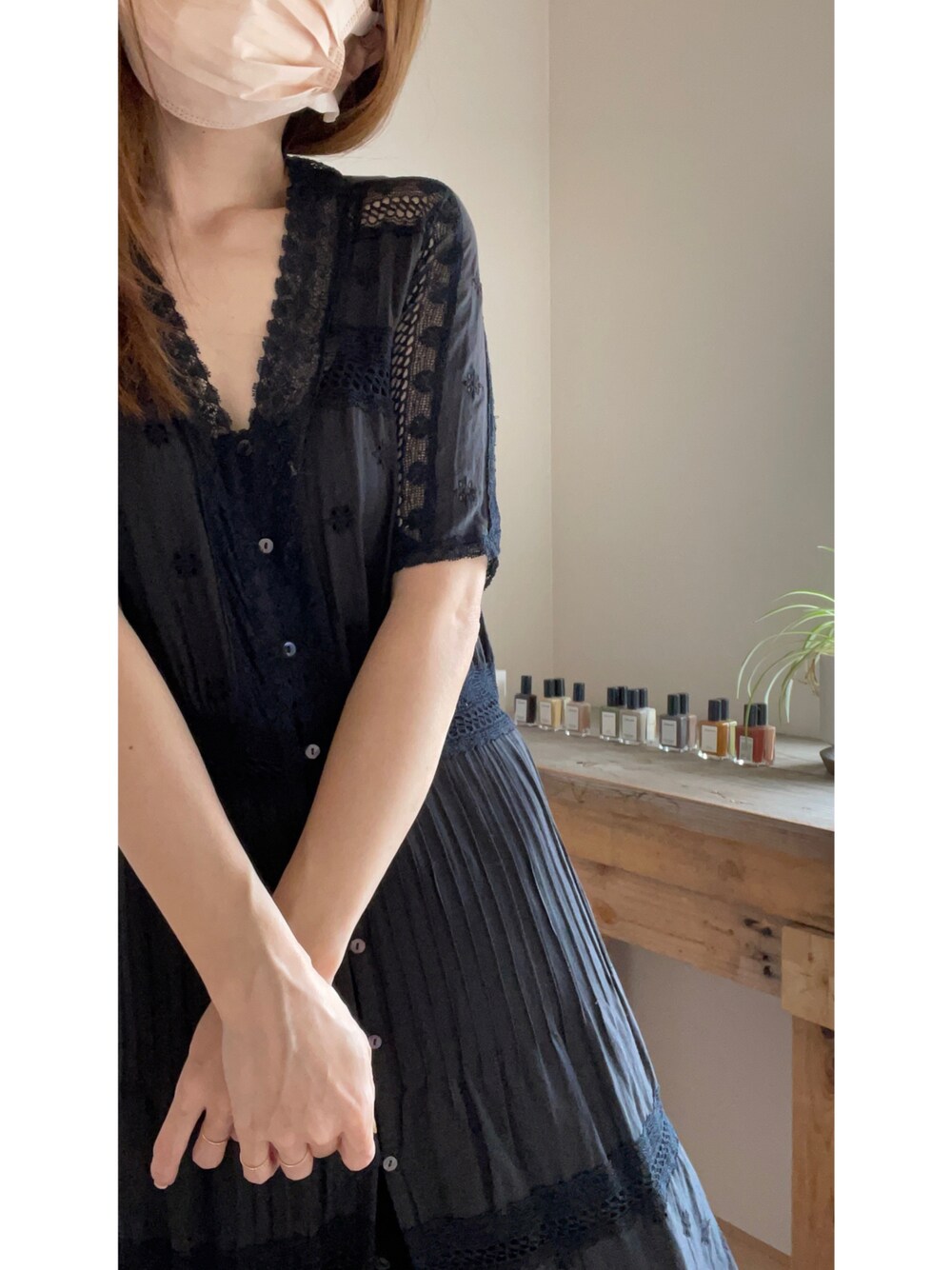 「TODAYFUL、ワンピーススタイル」｜「TODAYFULのアイテム（ワンピース、ブラック系）」を使った、kaoriさん（レディース・156cm）の夏コーディネートの1枚目の写真
