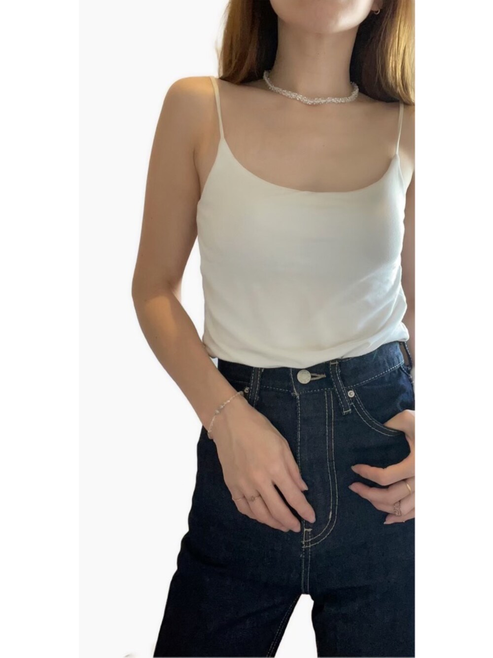 「シンプルコーデ、モノトーン、summer、TODAYFUL」｜「TODAYFULのアイテム（キャミソール、ホワイト系）」を使った、kaoriさん（レディース・156cm）の夏コーディネートの1枚目の写真