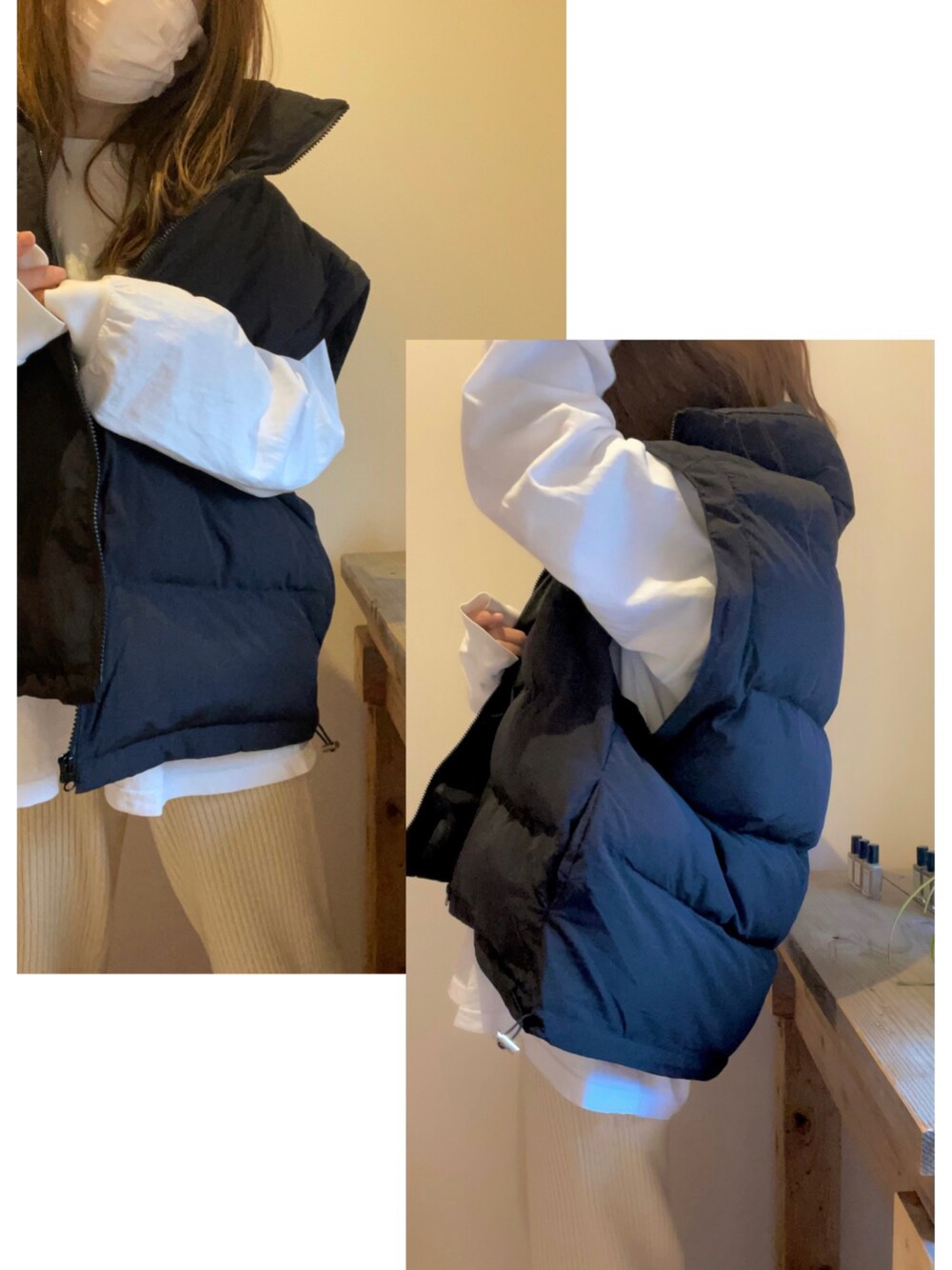 「カジュアル、ootd、playloom、mine、TODAYFUL」｜「PLAY ROOMのアイテム（ダウンジャケット/コート、ブラック系）」を使った、kaoriさん（レディース・156cm）の春コーディネートの1枚目の写真
