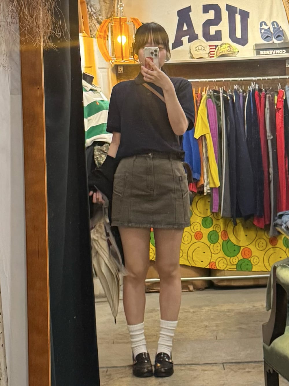 「高身長女子、高身長コーデ、骨格ストレート」｜「CHARLES & KEITHのメタリックバックル ストラップローファー（ローファー、ブラウン系）」を使った、lily_.さん（骨格ストレート・レディース・170cm）の春コーディネートの1枚目の写真