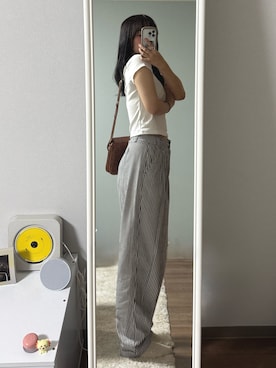 「ストライプパンツ」｜Lianさん（レディース・170cm）の夏コーディネート