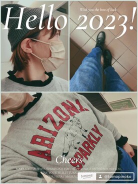 「新年一発目」｜「アイテム（帽子）」を使った、ともぴのこさん（レディース・161cm）の冬コーディネート