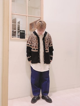 「Samansa Mos2（サマンサ モスモス）のデニムベーグルパンツ（デニムパンツ、ブルー系）」を使った、こばみさん（レディース・148cm）の秋コーディネート