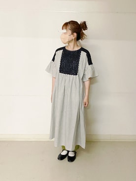 「Samansa Mos2（サマンサ モスモス）のモチーフレースワンピース（ワンピース）」を使った、minminさん（レディース・160cm）の春コーディネート