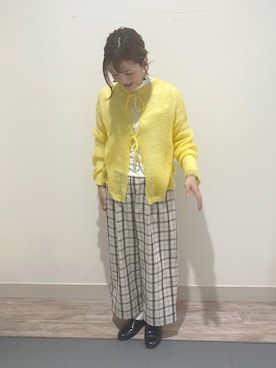 「Samansa Mos2（サマンサ モスモス）の透かしニットカーディガン（カーディガン/ボレロ）」を使った、minminさん（レディース・160cm）の冬コーディネート