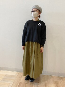 「ゆるニット」｜「アイテム（ハンチング/ベレー帽）」を使った、minminさん（レディース・160cm）の冬コーディネート