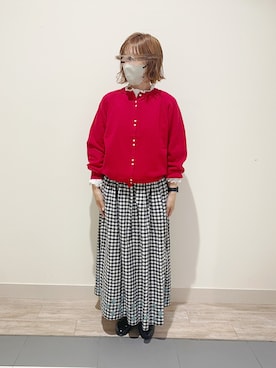 「Samansa Mos2（サマンサ モスモス）の襟刺繍シャーリング前後2WAYブラウス（シャツ/ブラウス）」を使った、minminさん（レディース・160cm）の秋コーディネート