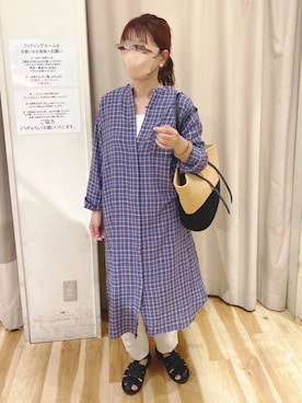 「Samansa Mos2 blue（サマンサモスモスブルー）のアイテム（かごバッグ）」を使った、minminさん（レディース・160cm）の春コーディネート