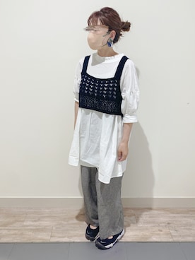 「ママファッション」｜「アイテム（チュニック）」を使った、minminさん（レディース・160cm）の夏コーディネート