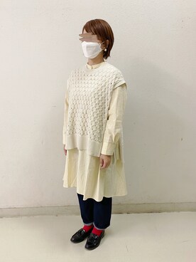 「Samansa Mos2 blue（サマンサモスモスブルー）のアイテム（ベスト）」を使った、minminさん（レディース・160cm）の冬コーディネート