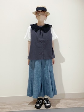 「アイテム（付け襟）」を使った、minminさん（レディース・160cm）の春コーディネート