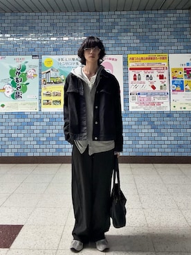 「アイテム（デニムジャケット）」を使った、syun.さん（メンズ・179cm）の秋コーディネート