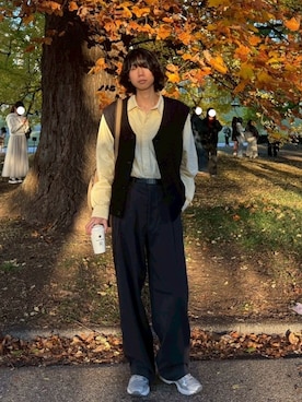 「アイテム（ベスト）」を使った、syun.さん（メンズ・179cm）の秋コーディネート