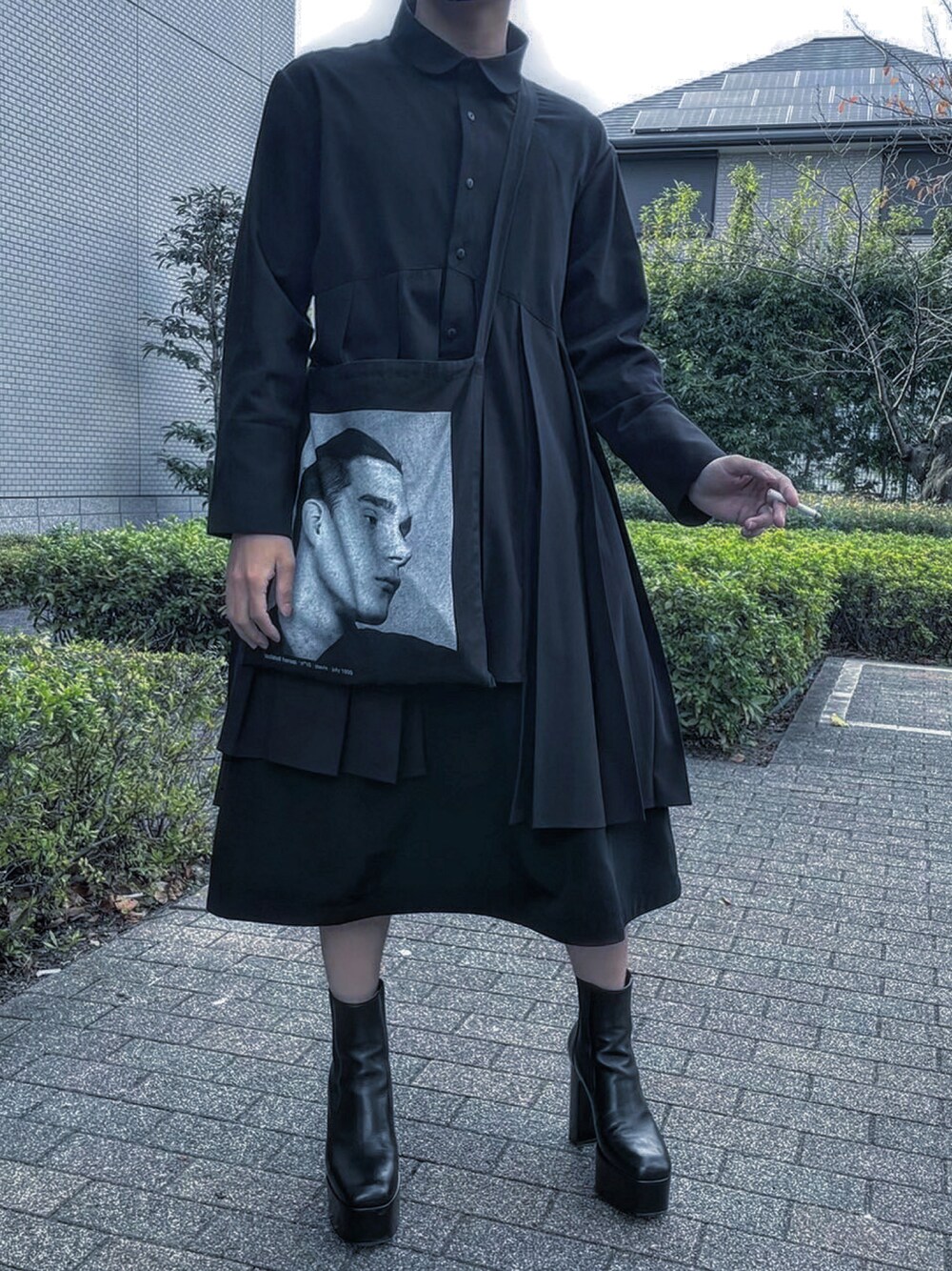 「RAF SIMONSのアイテム（バッグ、ブラック系）」を使った、plzkillmeさん（メンズ・169cm）の冬コーディネートの1枚目の写真