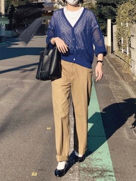 「THE SHINZONE（ザ　シンゾーン）のハイウエストチノパンツ（チノパンツ）」を使った、しかさん（レディース・166cm）の秋コーディネート