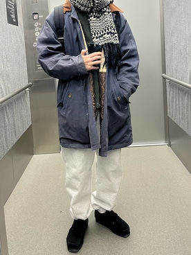 「古着」｜「アイテム（ステンカラーコート）」を使った、向井さん（メンズ・167cm）の冬コーディネート