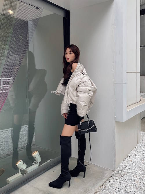 moe(GYDA 新宿店)|GYDAのダウンジャケット/コートを使った 寒さいつまで? GYDA フェイクレザーダウンコート ダウンジャケット
