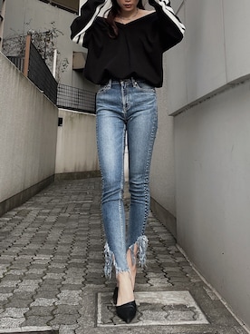 「GYDA（ジェイダ）のアイテム」を使った、moeさん（レディース・160cm）の冬コーディネート