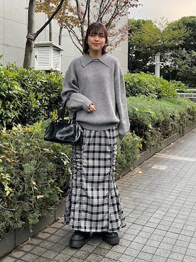 「レザー」｜「アイテム（ボストンバッグ）」を使った、たちおかさん（レディース・164cm）の秋コーディネート