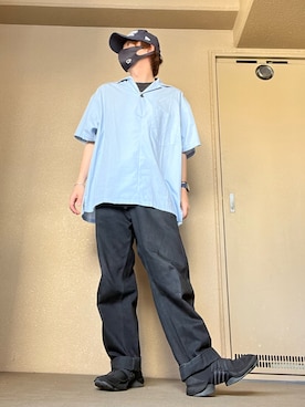 「Yohji Yamamoto（ヨウジヤマモト）のアイテム（スニーカー）」を使った、moto miniさん（メンズ・171cm）の夏コーディネート